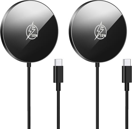2PCS Qi2-zertifizierter Mag-Safe 15W Wireless Charger, Magnet Ladestation Induktive kabellos Ladepad für iPhone 16 Pro Max/15/14/13/12 Serie, Samsung S25, magnetischer Ladegerät mit 1m USB-C Kabel