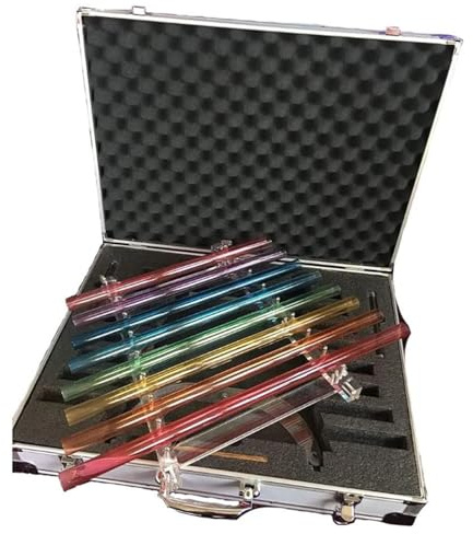 stal Singing Harp, ideal for Buddhism, yoga, stress relief, sound therapy, healing, and chakra balancing, comes with an aluminum case.