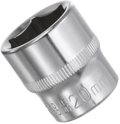 Youzzei 20mm Socket 3/8 Drive 6 Point Square Metric Socket Cr- V | Chrome Vanadium Steel 20mm Socket, 6-point Design, 3/8 Square drive, For Auto Repair, Mechanical Maintenance, DIY, Durable.
