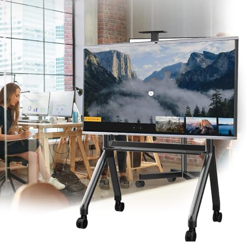 Robuster rollbarer TV-Wagen, höhenverstellbarer Bodenständer mit Rädern für große Flachbildfernseher