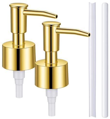 Ouligay 2PCS Soap Dispenser Pump Replacement Gold Soap Pump Replacement Plastic Hand Soap Pump Standard 28/400 Neck Size for Lotion Bottle