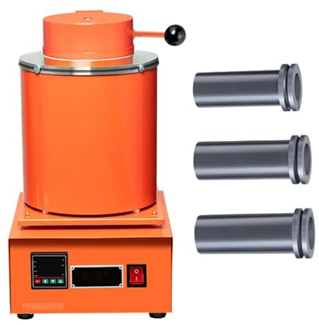 YXINHONGYUE Macchina per Fusione Metalli con Display Digitale 1KG, Controllo Temperatura 1150°C, Kit Forno per Fusione Oro con crogioli da 1KG, 2KG e 3KG per Lavorazione di Gioielli, 2000W