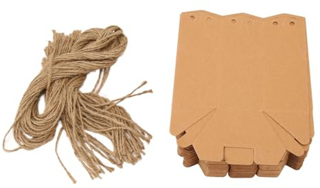 50PCS Kraft Paper Cube Favor Box Kit, Mini Paper Gift Boxes Lantern Hexagon Kraft Package Box with Twine for Wedding Favors Baby Shower Birthday Party Supplies