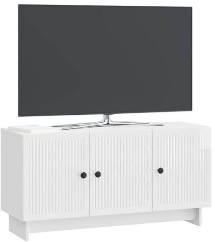 vidaXL TV-Schränk Hochglanz Weiß 99 x 34,5 x 50 cm Holzwerkstoff, Wohnzimmer, moderner Schrank, viel Stauraum, zeitgemäße Regale, Entertainment-Einheit, Aufbewahrungslösung