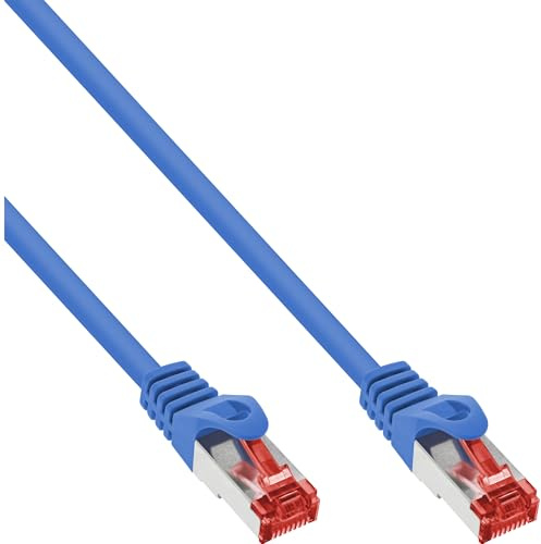 InLine Patchkabel, S/FTP (PiMf), Cat.6, 250MHz, PVC, Kupfer, RJ45, 1Gb/s, 0,3m, blau, Netzwerkkabel, doppelt geschirmt, 76433B