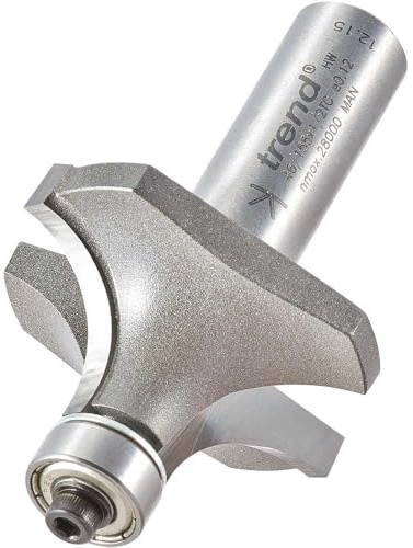 Trend Professional Bearing Guided Ovolo Router Cutter, 14.2mm Radius, 1/2 Inch Shank, 41.1mm Cut Diameter & 20mm Cut Length, Two Bearings, Tungsten Carbide Tipped, 46/155X1/2TC