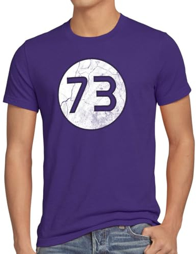 style3 Sheldon Lieblingszahl 73 Herren T-Shirt, Größe:S;Farbe:Lila