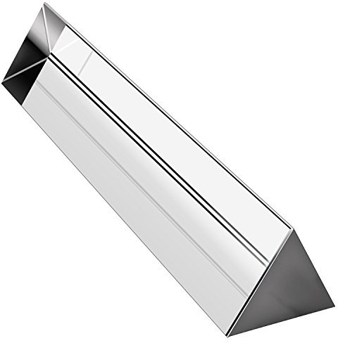 Amlong Crystal 4 Optical Glass Triangular Prism for Teaching Light Spectrum Physics and Photo Photography Prism, 100mm