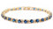 RIVA Ewigkeit Tennis Armband [18cm/7inch] mit Rundschliff Edelstein Zirkonia CZ [Blau Saphir] in 18K Gelbgold Vergoldet, Einfache Moderne Eleganz