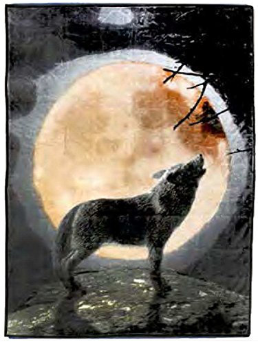 Western Decken Auswahl grosse Flauschdecken Indianer Aztek Wolf Wölfe Schatzkarte Longhorn 155 x 215 (Howling Wolf)