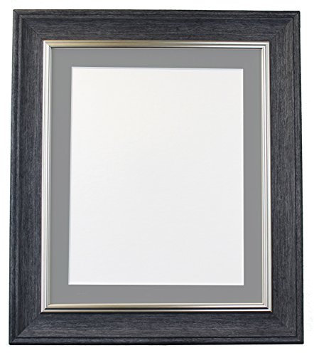 Scandi Vintage Charcoal Grey Picture Photo Frame With Dark Grey Mount 40 x 50 cm Image size A3