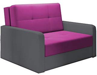 mb-moebel kleines Sofa mit Schlaffunktion und Bettkasten Schlafsessel Gästebett Jugendsessel Couch Bettsofa ERIK02 (Shaggy 14 + Soft 29)