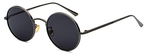 Inlefen Sonnenbrille Männer Frauen Runde Retro Vintage Kreis Stil Sonnenbrille Farbige Metallrahmen Brillen Pistole schwarz
