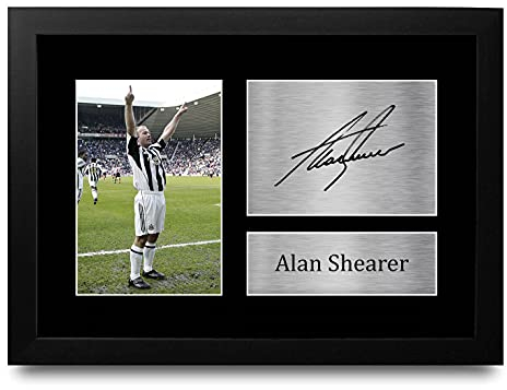 HWC Trading Alan Shearer A4 Gerahmte Signiert Gedruckt Autogramme Bild Druck-Fotoanzeige Geschenk Für Magpies Fußball Fans