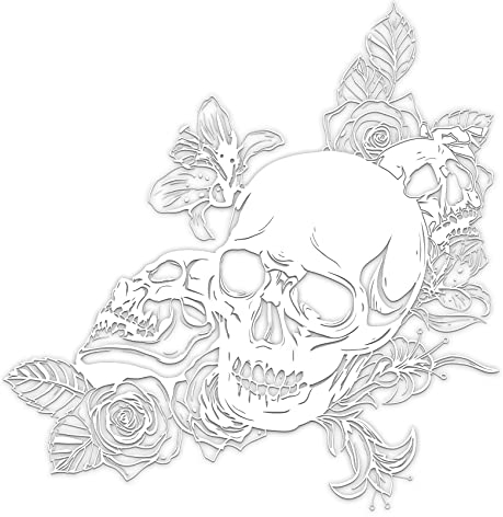 Finest Folia Skull Rose Aufkleber 59x58cm Sticker Dekor Folie Autoaufkleber Tattoo Old School KX039 (Weiß Glanz)