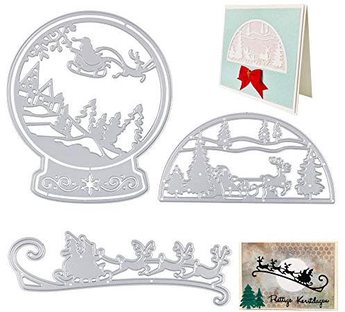VINFUTUR 3Stk Weihnachten Stanzschablone Christbaumkugel Prägeschablonen Stanzmaschine Stanzformen für DIY Scrapbooking Sammelalbum Grußkarte Hochzeit Geburtstag Geschenk Deko Baum Cutting Dies