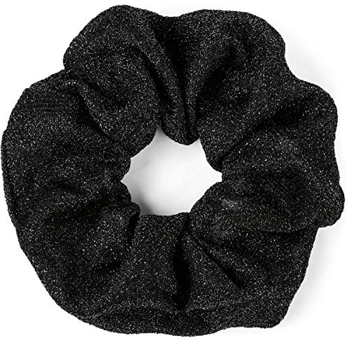 styleBREAKER Damen Glitzer XXL Haargummi im Retro Style, elastisch, Scrunchie, Zopfgummi, Haarband 04027001, Farbe:Schwarz