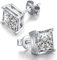 Ohrstecker Silber 925 Herren Ohrringe Silber Ohrringe Stecker Quadrat Ohrstecker Eckig Diamant Weißgold 4mm