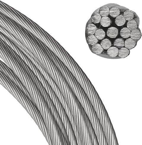 FASTON Drahtseil 5,0 mm 1x19 hart Edelstahl A4 V4A (30 Meter) Drahtseile Edelstahldrahtseile Stahlseil Seil Seilwinde Ösen für Rollen Umlenkrolle Rankhilfe