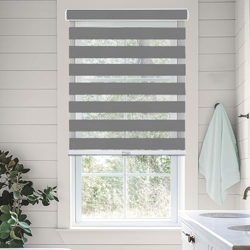 CHICOLOGY Zebra Blinds, Roller Window Shades, Blinds for Windows, Roller Shades for Windows, Window Shades for Home, Window Shades, Pull Down Shades for Windows, 36 W X 72 H, Basic Slate