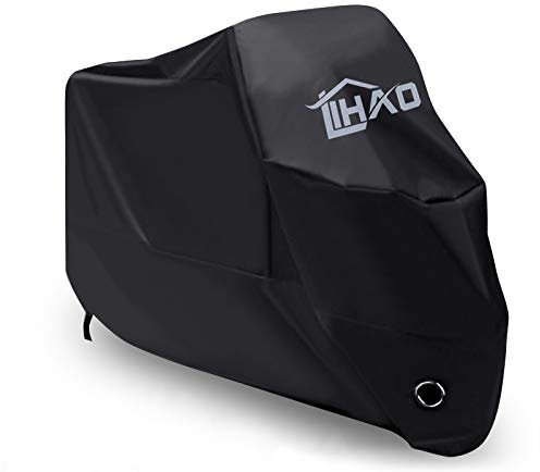 LIHAO Housse de Protection pour Moto Imperméable, Résistant au Froid et Intempéries Protège de la poussière 190T - Noir, XXL