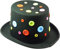Plitsch Platsch Zylinder Hut für Erwachsene, Byron, Zylinder, Kopfbedeckung, Accessoire, Motto Party, Karneval, Zirkus, Geburtstag, Zauberer (schwarz m. bunten Knöpfen, 57 cm)