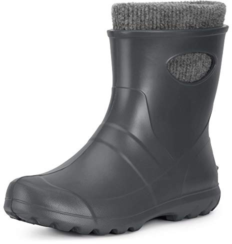 Ladeheid Damen Gummistiefel gefüttert und wasserdicht federleichte Eva Gummischuhe Winter LA-750 (Carbon, 36 EU)