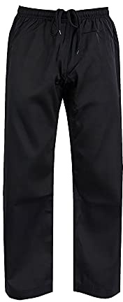 ChoCho Track Adult Karate Trousers Martial Arts Student Karate Suit GI Aikido Pant Kung Fu (Black, 5/180cm)
