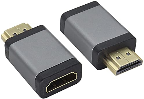 AAOTOKK HDMI Männlich zu Weiblich Anschluss Adapter,4K Aluminium Legierung HDMI Extender,mit 4k@60hz Geeignet für HD-Fernseher,Computer,Monitore,Laptops,Projektoren,DVD Player,PS 4(2Stücke/Silbrig)