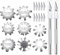 Kalolary 8 Stück French Nails Schablone V-Linien-Trimmer Edelstahl Französische Spitze Nagel Maniküre Kantentrimmer DIY Plattenmodul Einfache Französische Spitzenschneider Smile Cut Griffen (Silber)