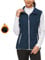 Soneven Gilet da donna in pile per attività all'aperto corto in pile da equitazione giacca senza maniche leggera antivento calda con chiusura lampo per corsa escursioni inverno Blu M