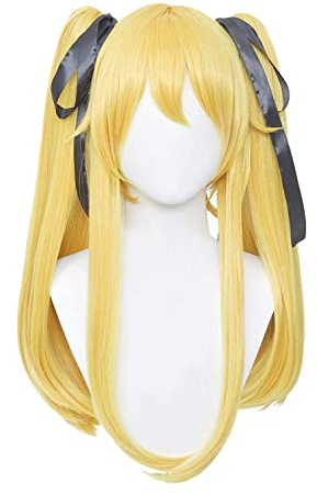 GZIRUE Gelbe Lange Gerade Perücke mit Schwarzes Band für Mary Saotome Wig Cosplay Anime Kostüm with Wig Cap