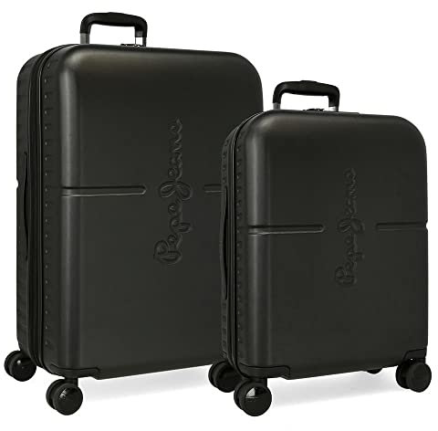 Pepe Jeans Highlight Koffer-Set, schwarz, 55/70 cm, starr, ABS-Verschluss, integriert, 116 l, 7,54 kg, 4 Räder, Handgepäck