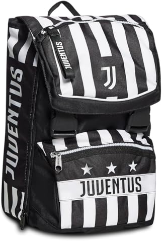 Seven Zaino Scuola Estensibile Juventus, Bianco Nero, Zaino Doppio Scomparto con Gadget Abbinato, con Tasca Porta Borraccia, Zaini Juventus, Scuola, Bambini e Ragazzi
