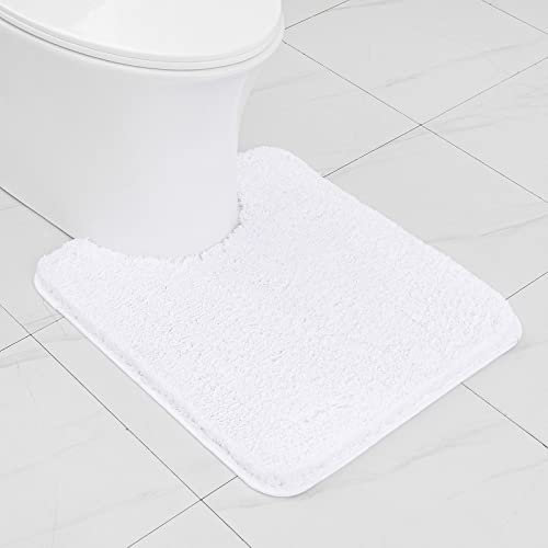 MIULEE U Shape Bath Mat Super Absorbent WC Toilet Rug Non Slip Mat Super Soft Floor Mat Washable Rugs Cozy and Shaggy Rug Carpet for Bathroom White 1 Piece 50 x 60 cm 20x24 Inch