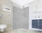 NORILIVING Duschrückwand Fliesenersatz Dusche 100x200 cm Motiv Beton Struktur dunkel | Duschwand ohne Bohren 2 teilig | Wandverkleidung Bad Aluverbundplatte 3 mm