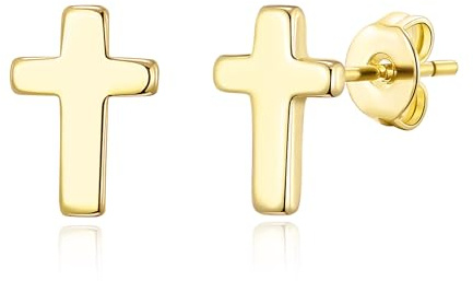 Philip Jones 18k Gold Plated Cross Stud Earrings