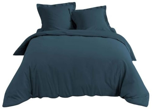 Douceur d'Intérieur, Bettbezug (240 x 220 cm), Perkalinblau, Baumwollperkal