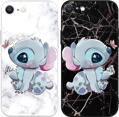 Omyzo [2 Stück Schutzhülle für iPhone 8 iPhone 7 iPhone SE 2022/2020 Hülle 4,7,Weiche Stoßfest TPU Silikon Cartoon Anime Case mit Niedlich Muster Design Cover Handyhülle für iPhone 8 7