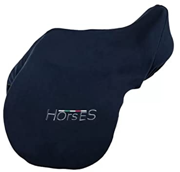 Horses Sattelbezug aus blauem Fleece, verstellbar, geeignet für mehrere Sattelgrößen, schützt Ihren Sattel vor Stößen und Kratzern, robust und praktisch