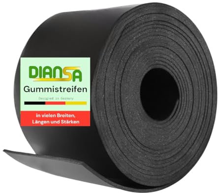 Gummistreifen bis 10m Länge in 5mm dick und 8 verschiedenen Breiten mit Gewebeeinlage Hartgummi Vollgummi Gummiauflage Bodenbelag Gummi-Platte-Matte Schürfleiste (Länge: 2m, 200mm (20cm))