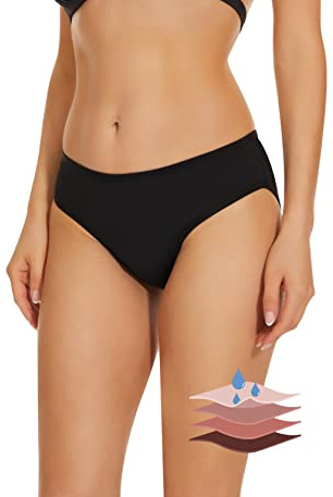 Leovqn Period Swimwear Bikini Leakproof Swim Bottoms for Women Girls Teens | Light Flow, UPF 50+, Waterproof, Menstrual Brief for Swimming and Water Activities