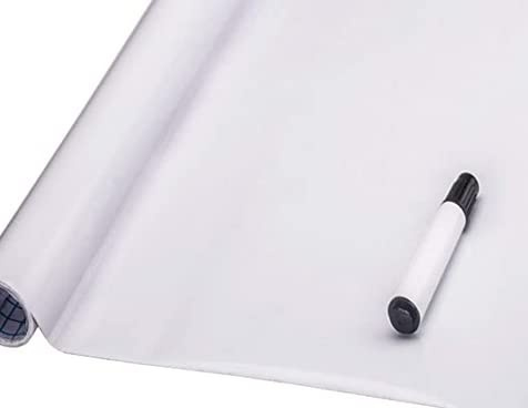 JOLIHOME Selbstklebende Whiteboard Kreidetafel Wandaufkleber Wasserfeste Kontaktpapierrolle Abnehmbare Aufkleber Weißes Kreidetafelpapier für Zuhause Büro Schule Restaurant Speisekarte 44x400cm