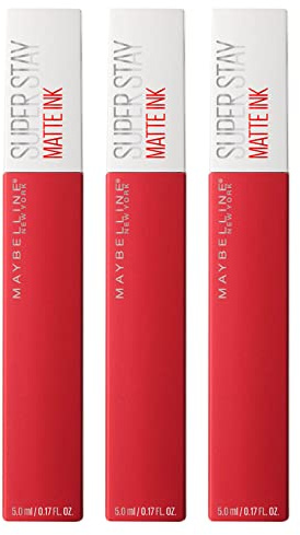 Maybelline New York SuperStay Matte Ink Lippenfarbe, deckendes und gleichmäßiges Ergebnis mit Applikatorspitze, Farbe 20 Pioneer, langanhaltend 16h - 3 Lippenstifte