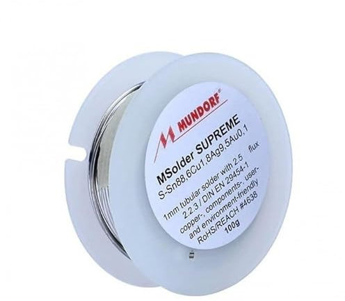 Mundorf Supreme Estaño Alta Calidad 1 Metro 3.28 Feet con Flux Oro y Plata para Mejorar la Conductividad en tus Proyectos Electrónicos Fabricado en Alemania