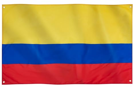 Runesol Bandera de Colombia, 91x152cm, 3ft x 5ft, 4 Ojales, Ojal en Cada esquina, Bandera Colombiana, Bandera de la República Española de Colombia, Bandera de Colombia, Banderas Premium