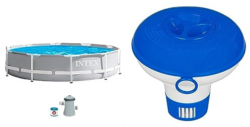 Intex - 26702NP - Kit Piscinette Prism Frame Ronde Tubulaire (Ø) 3,05 X (H) 0,76M & 29040NP - Diffuseur Flottant 12,7cm