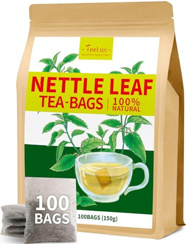 TeeLux Nettle Leaf Tea Bags 100 Count, Stinging Nettle Tea, Pure Natural Nettle Leaf Herbal Tea, Caffeine Free, Biodegradable Tea Bags