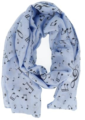 mugesh Schal Notenmotive - schönes Geschenk für Musiker (blau)