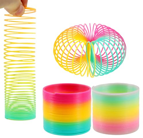 Limeow 4 Stück Regenbogenspirale，Treppenläufer Spirale，Treppenhüpfer Party Regenbogenspirale Party Mitgebsel Regenbogen Spielzeug Für Kinder Spielzeug Lernspielzeug Puzzle Lernspielzeug 5,2*5,2*5cm